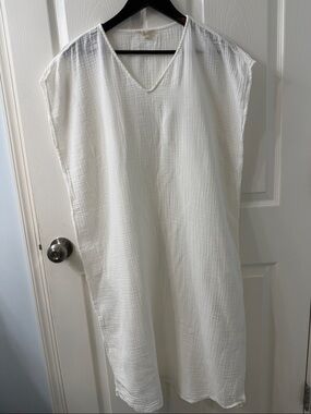 Eileen Fisher White Dress 100% Organic Cotton Gauze